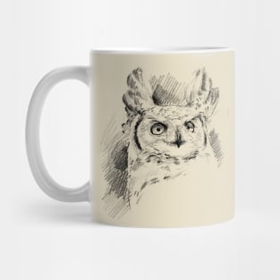 Great Horned Owl Art Sketch Pattern Mug